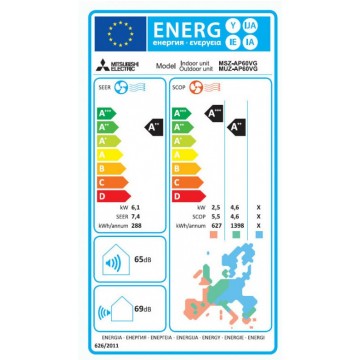 Mitsubishi MSZ-AP60VGK/MUZ-AP60VG Electric Κλιματιστικό Inverter 22000 BTU A++/A++ με WiFi